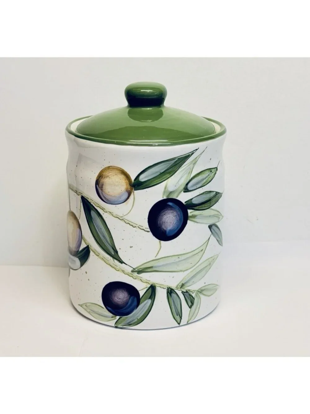 Pier 1 Earthenware Sorrento Canister Purple Olives Branches